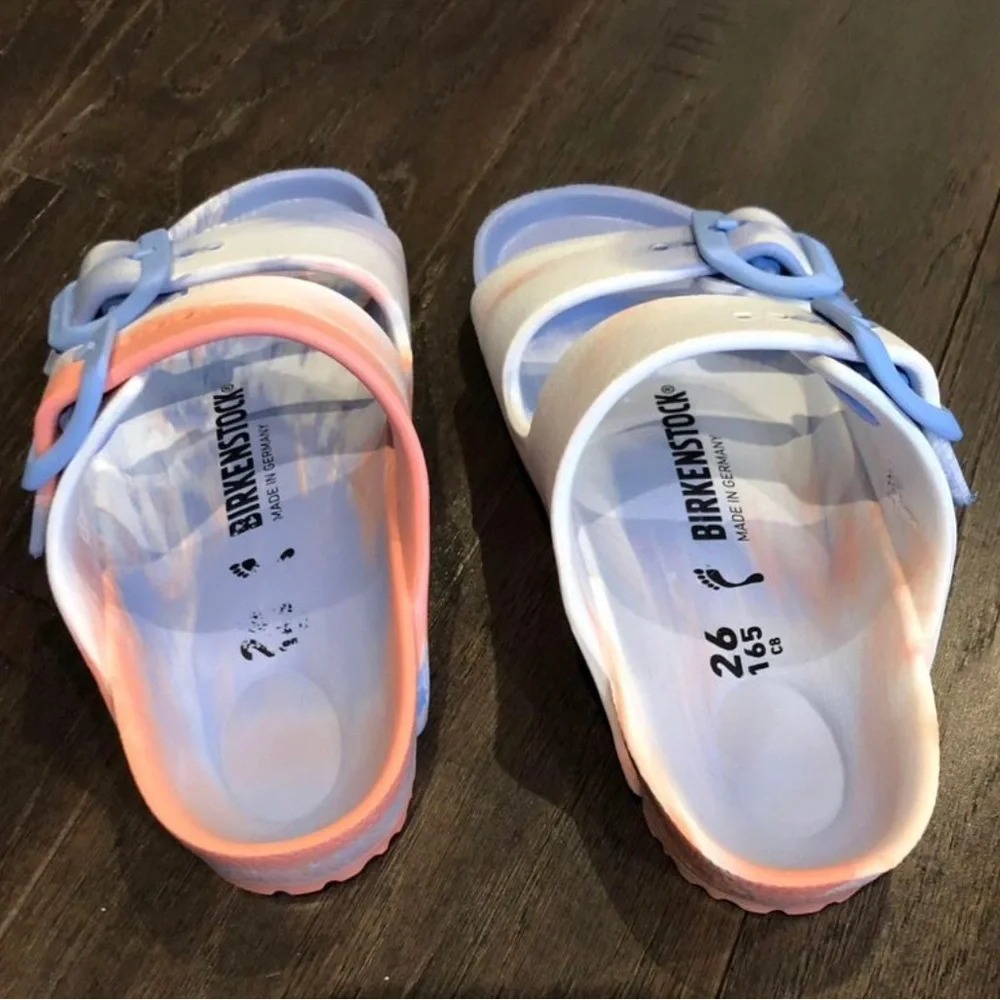 Birkenstock Arizona Essentials Sandals EVA Multi Coral Blue - Girls Size 8